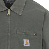 Green jackets-coats, front view showing vertical stripes 
