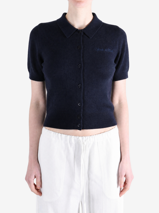 Navy hoodie, front view