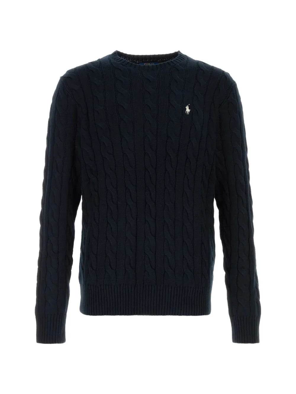 Navy knitwear, front view
