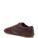 Brown sneakers,, back view