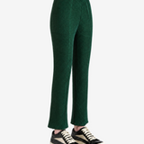 Green pants, full body view