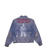 Blue jacket, back view