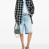 Blue shorts, full body view