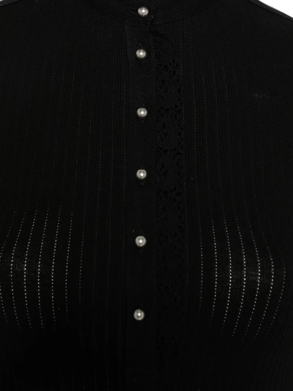 Close up of Black top, showing texture of the 100% cotton fabric