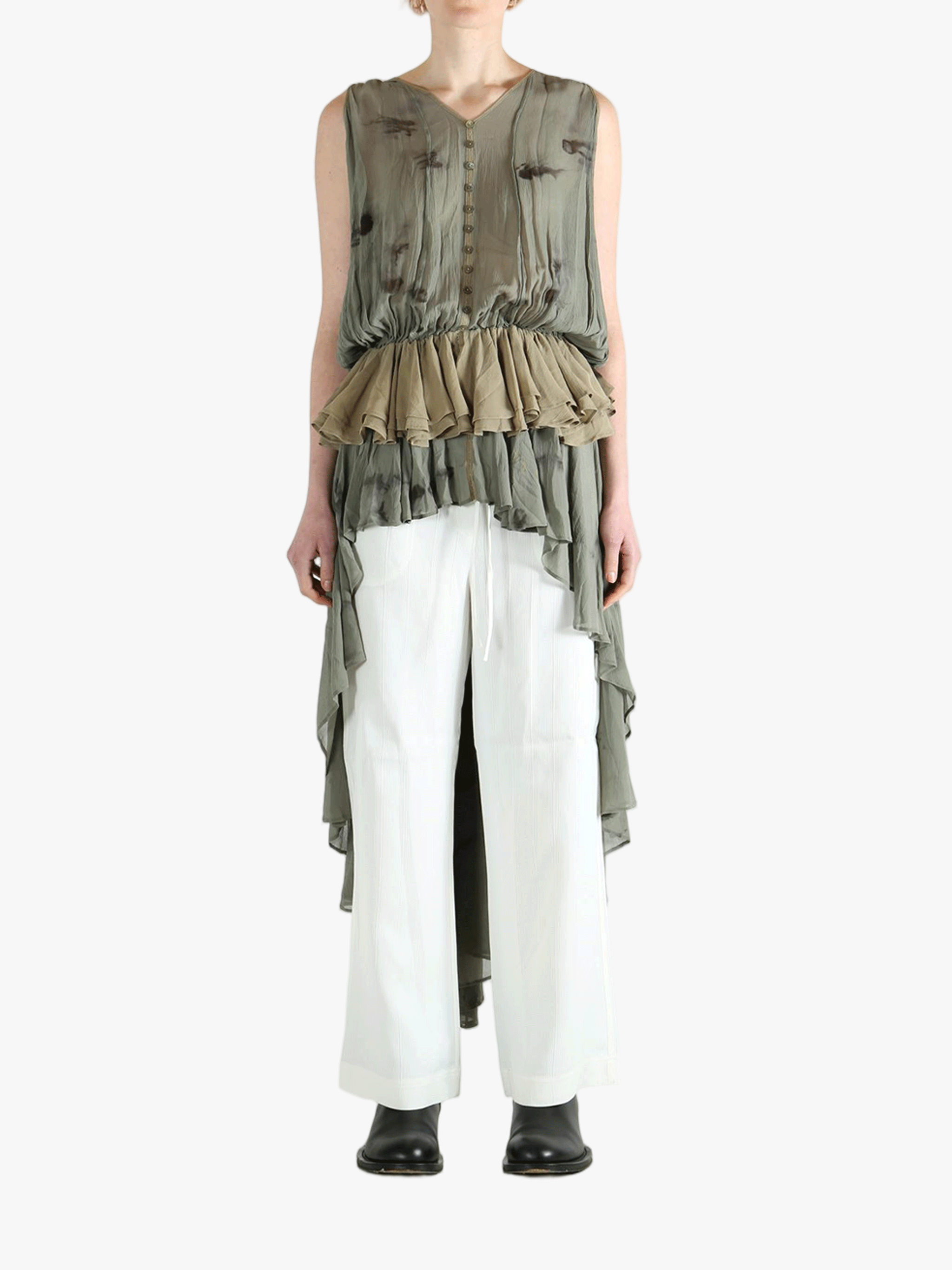 Green tops,full body view