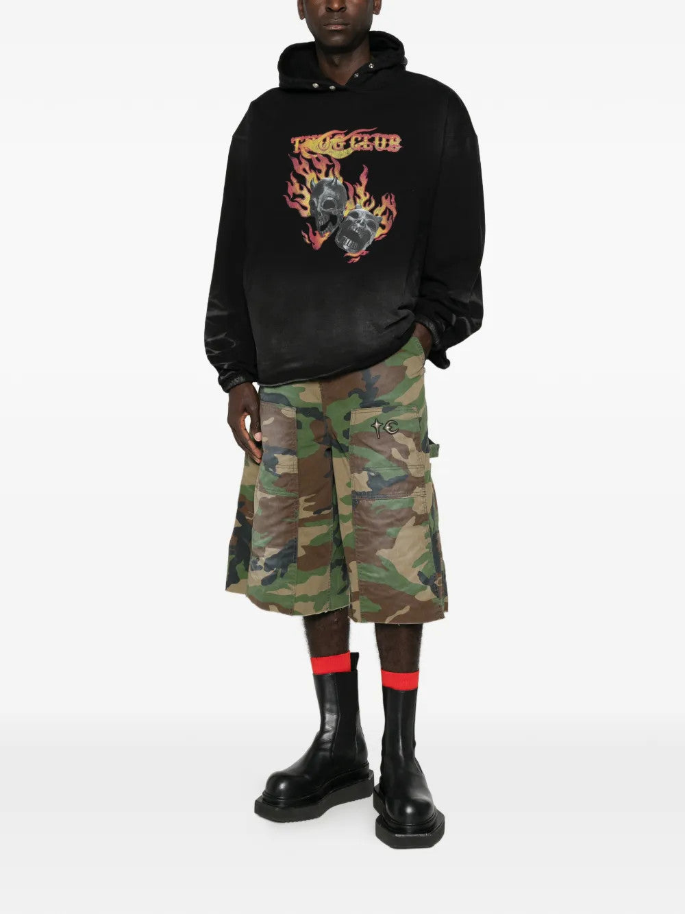 Black hoodie, full body view