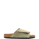 Tan sandals, side view
