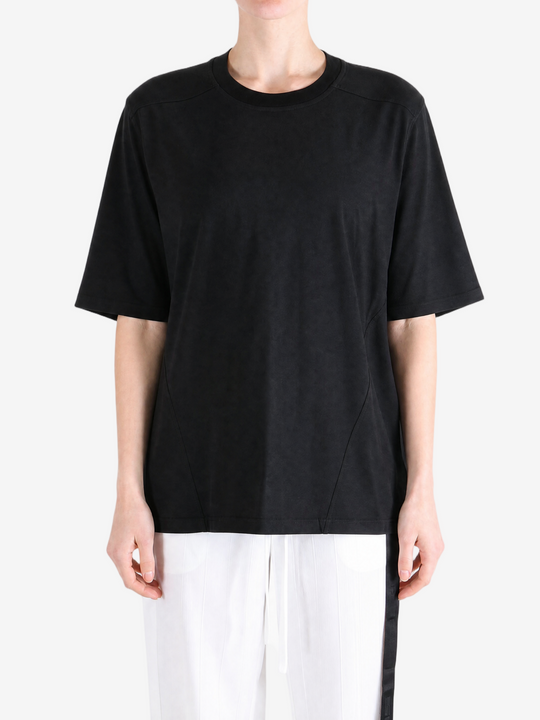 Black t-shirt, full body view