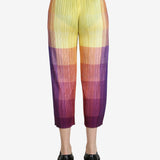 Colorful pants worn by a person, showing the pants's fit