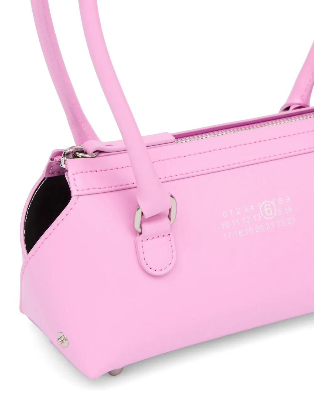 Close up of Pink bags, showing texture of the calf leather fabric