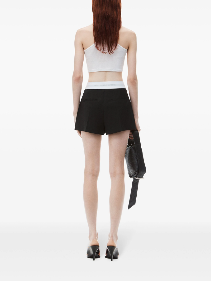 ALEXANDER WANG - Women High Waisted Pleated Short With Logo Elastic