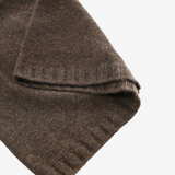 Close up of Brown hat, showing texture of the 100% cashmere fabric