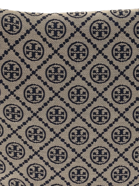 Close up of the navy bag, showing texture of the cotton fabric