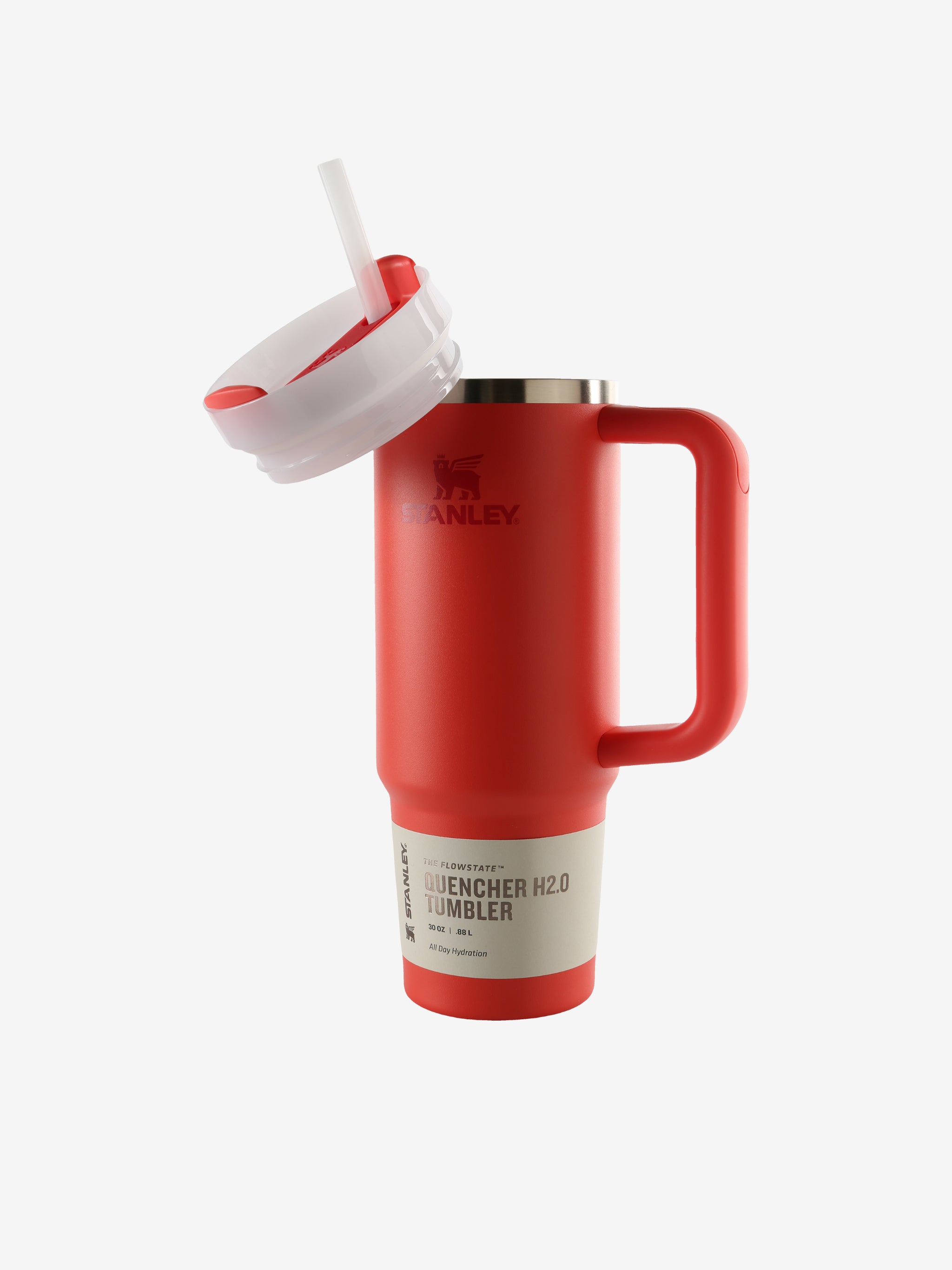 Red tumbler, front view