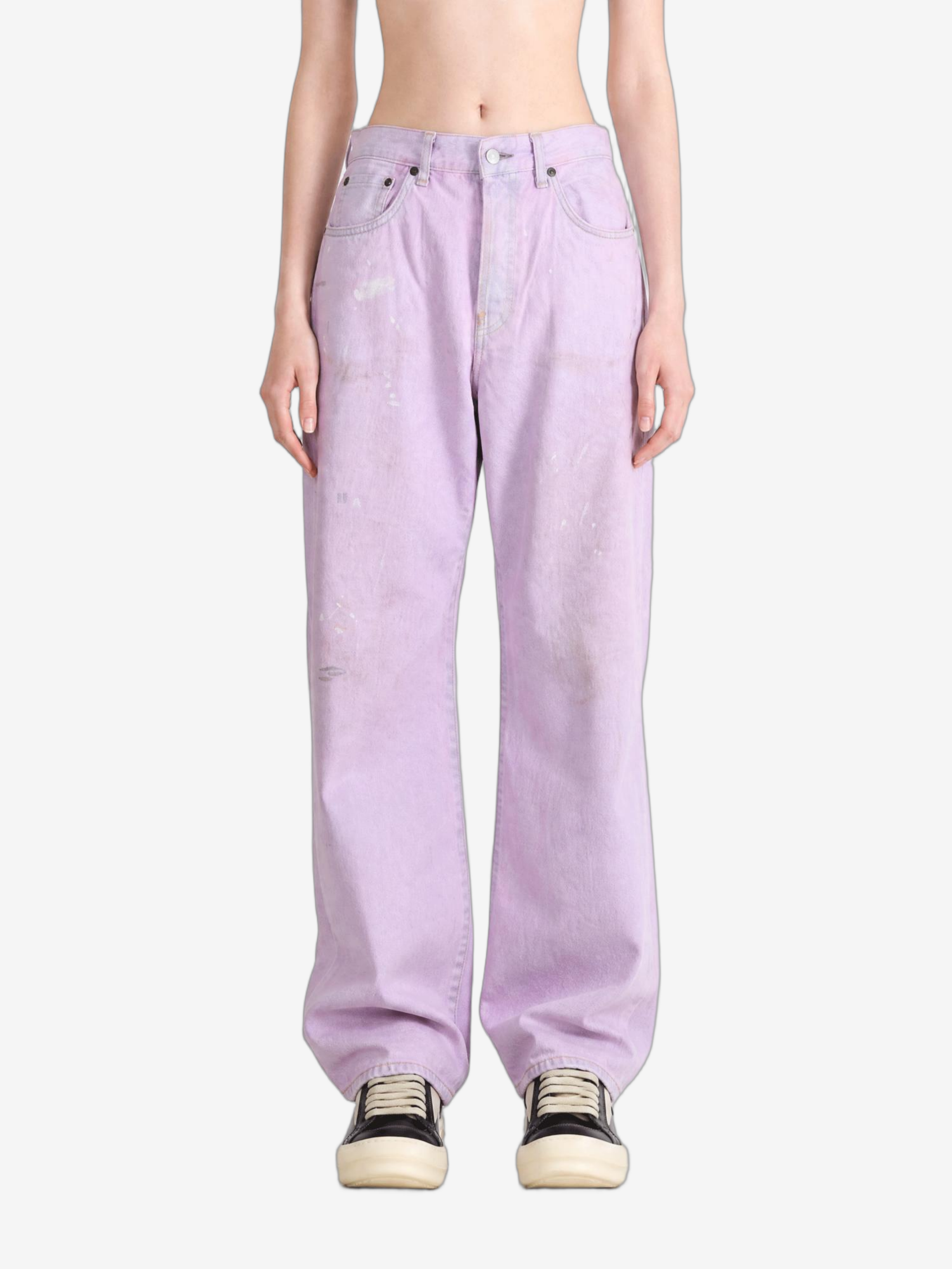 Purple jeans, full body view
