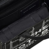 Close up of black bag, showing texture of the cotton fabric