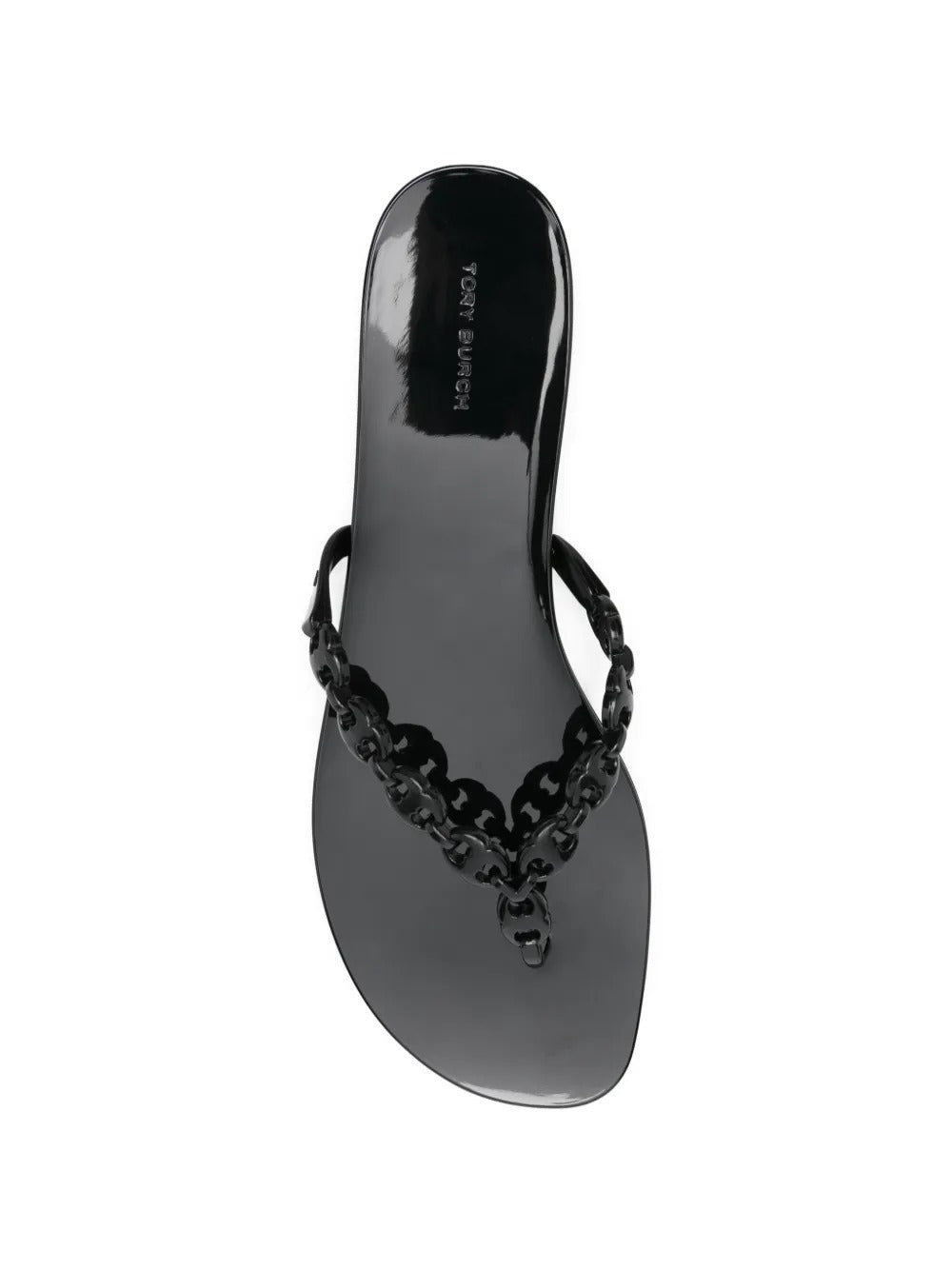 Black sandals, top view