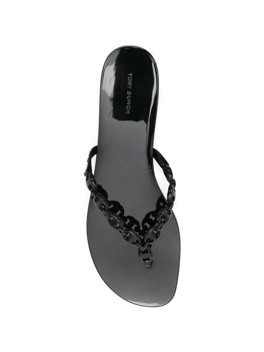 Black sandals, top view
