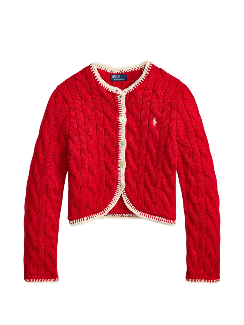 Red knitwear, front view