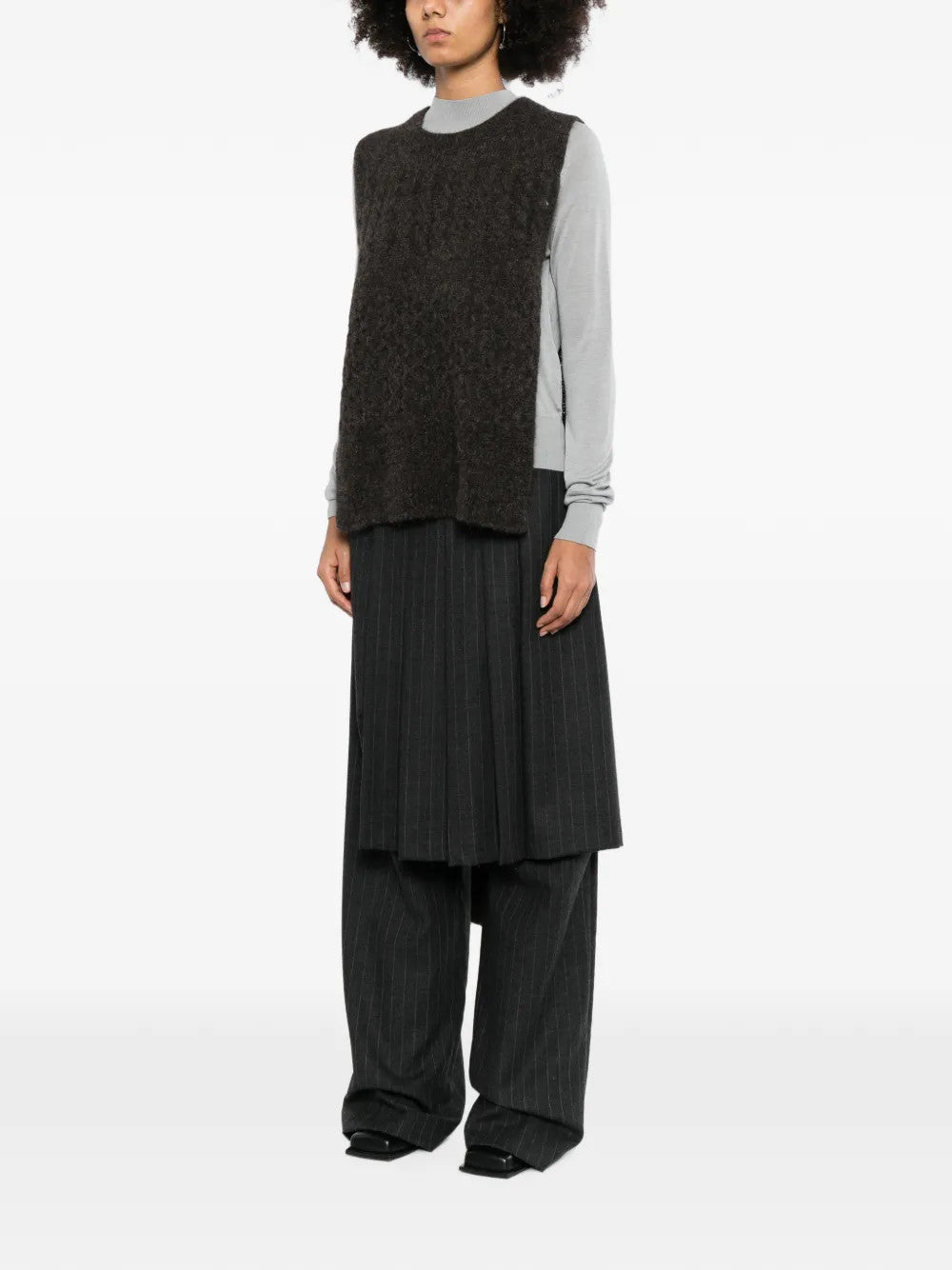 Brown scarf, full body view