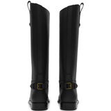Black boots, back view