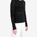 Black t-shirt, full body view