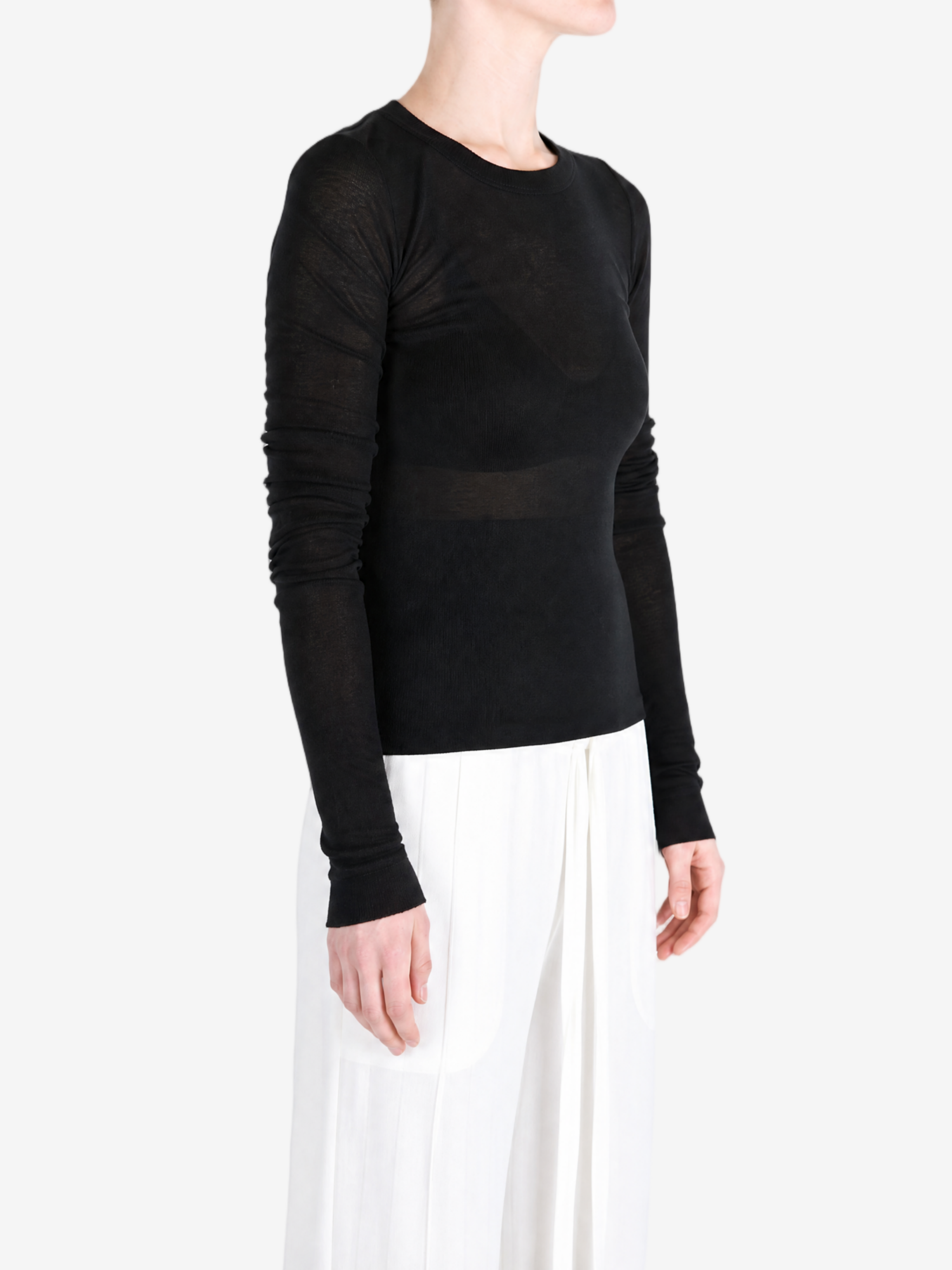 Black t-shirt, full body view