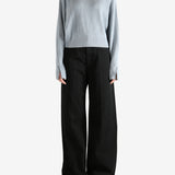 Blue knitwear, full body view