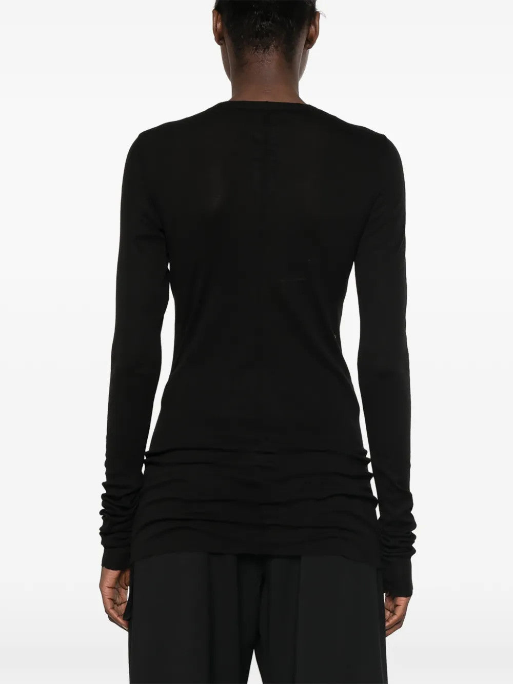 Black t-shirt, full body view