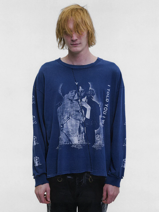 Navy t-shirt, full body view