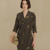 Brown dress, full body view