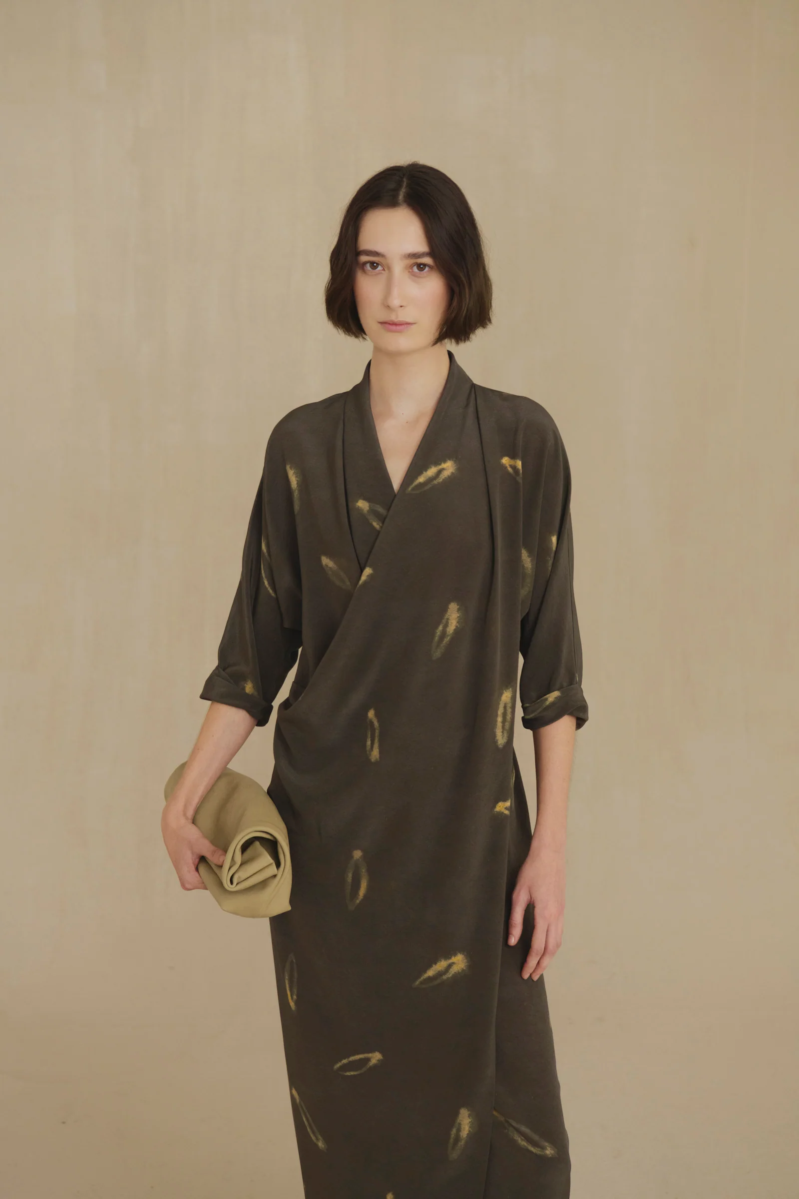Brown dress, full body view