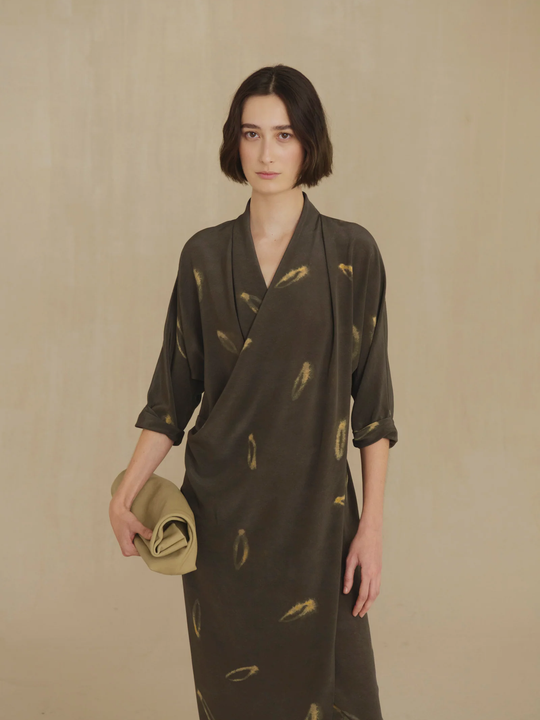 Brown dress, full body view