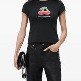 Black t-shirt, full body view