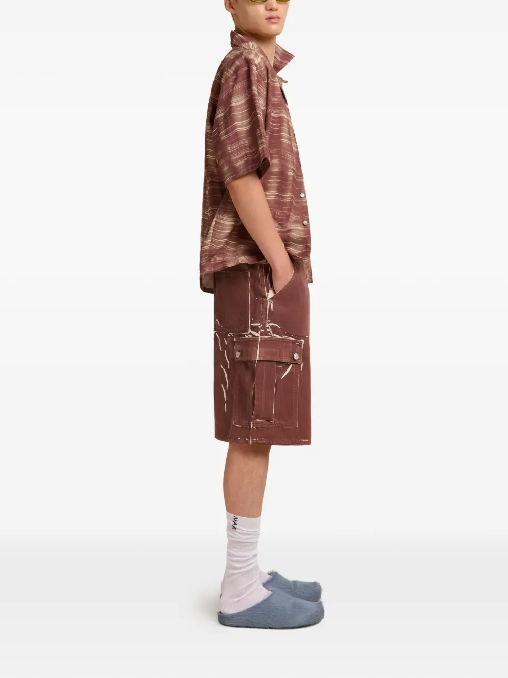 Brown shorts,full body view