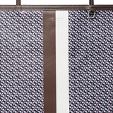 Close up of blue bag, showing texture of the cotton fabric