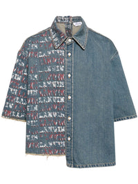 LANVIN Future Men Short Sleeve Asymmetric Crop Shirt