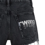 Close up of Black shorts, showing texture of the 100% cotton fabric