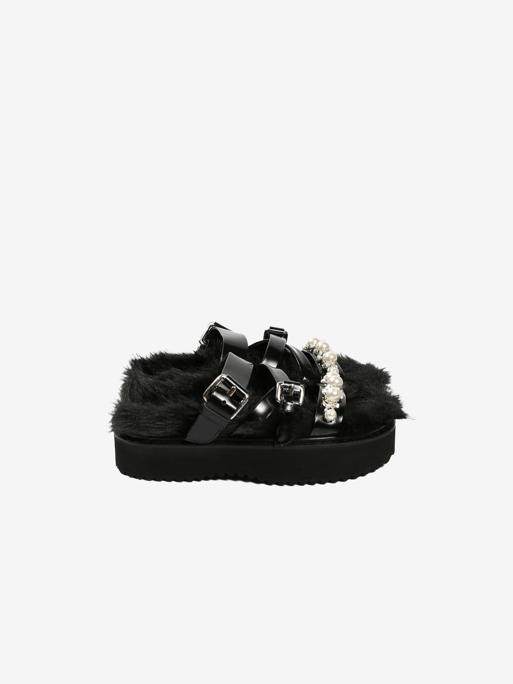 SIMONE ROCHA - Women W/Emb Faux Fur Multi-Strap Platform Sandal