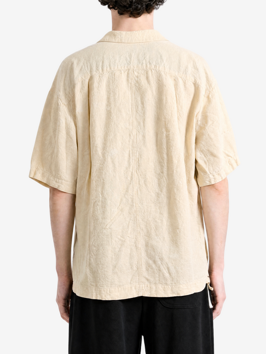 Tan shirt, full body view