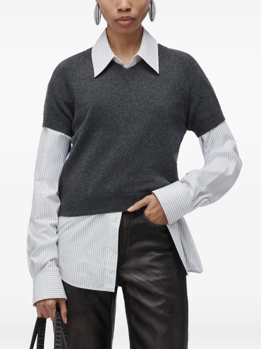 Grey shirt, full body view