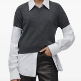 Grey shirt, full body view