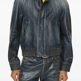 Blue coats worn by a person, showing the coats fit