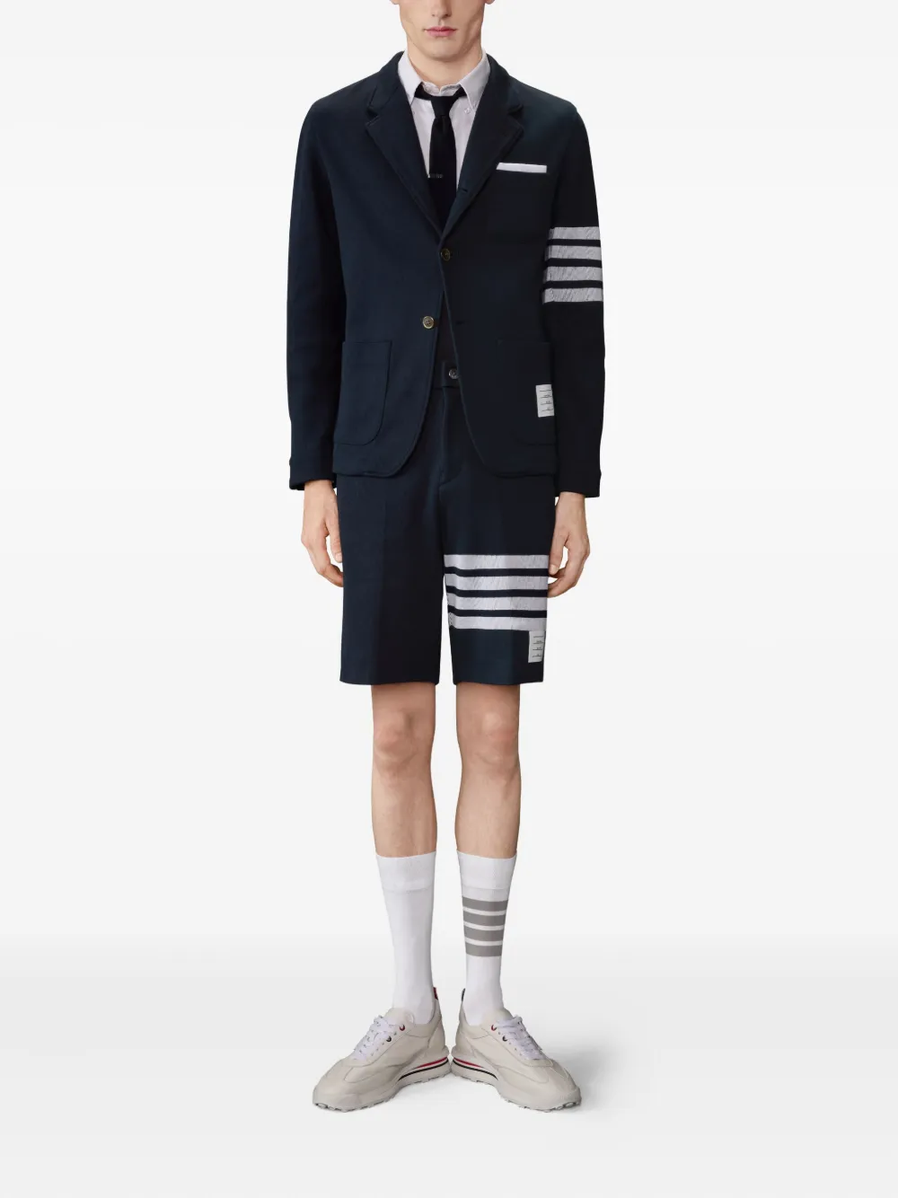 navy jacket, full body view