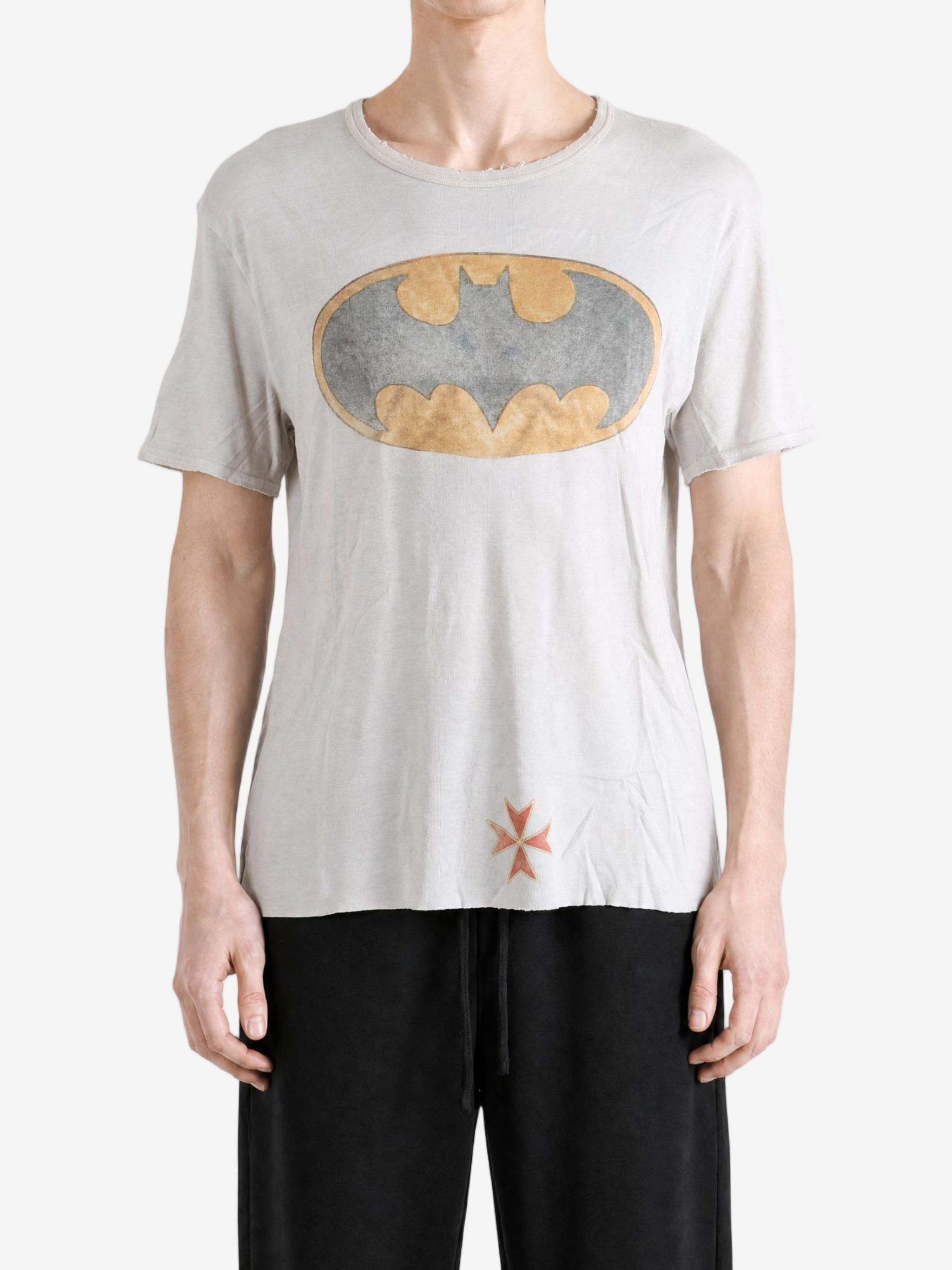 Tan t-shirt, full body view
