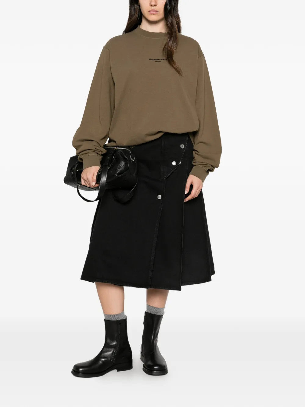 Brown top, full body view
