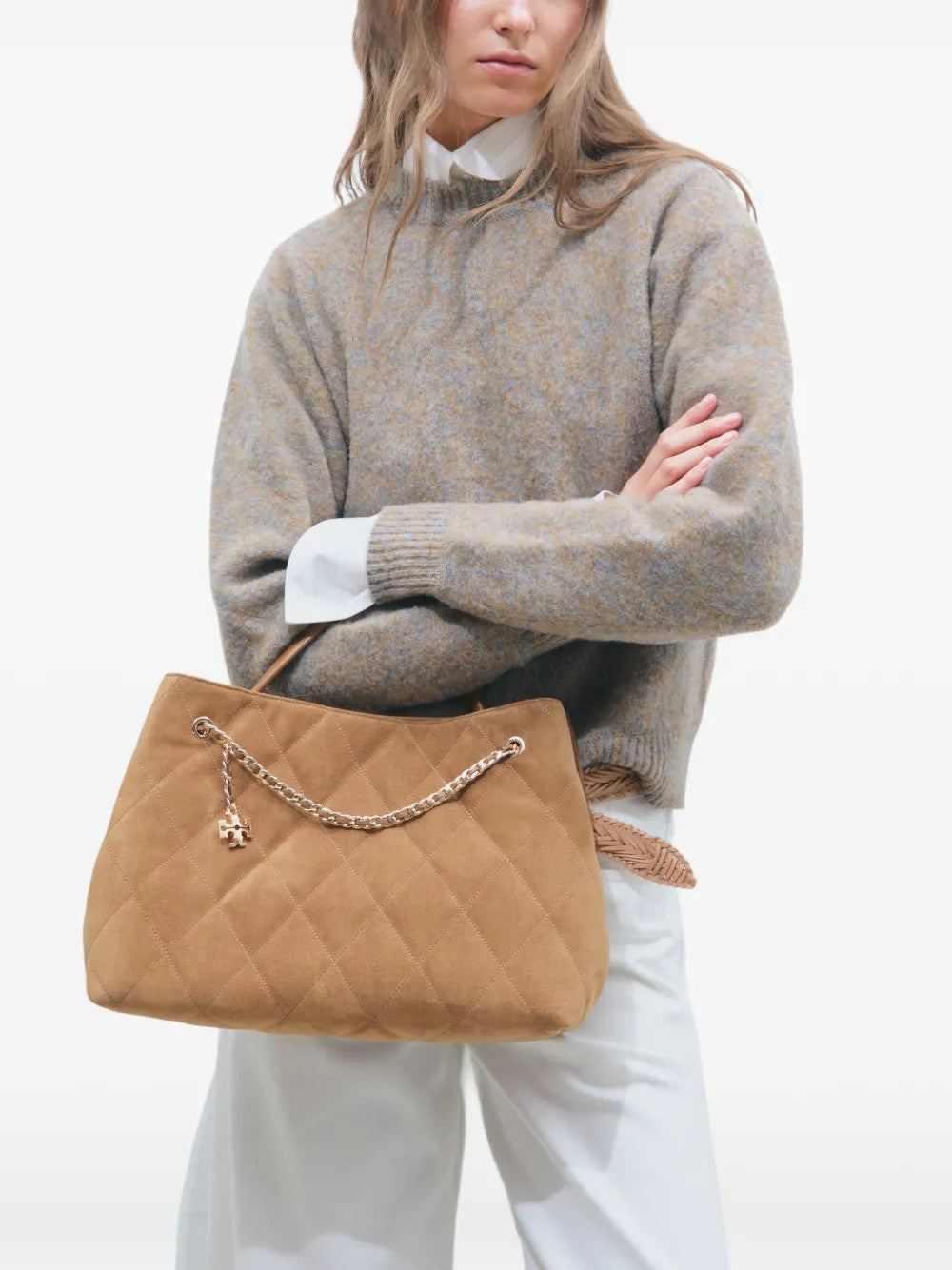 Tan bag, front view