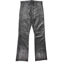 ENFANTS RICHES DEPRIMES - Men Distressed Raw Hem Leather Flare Jeans