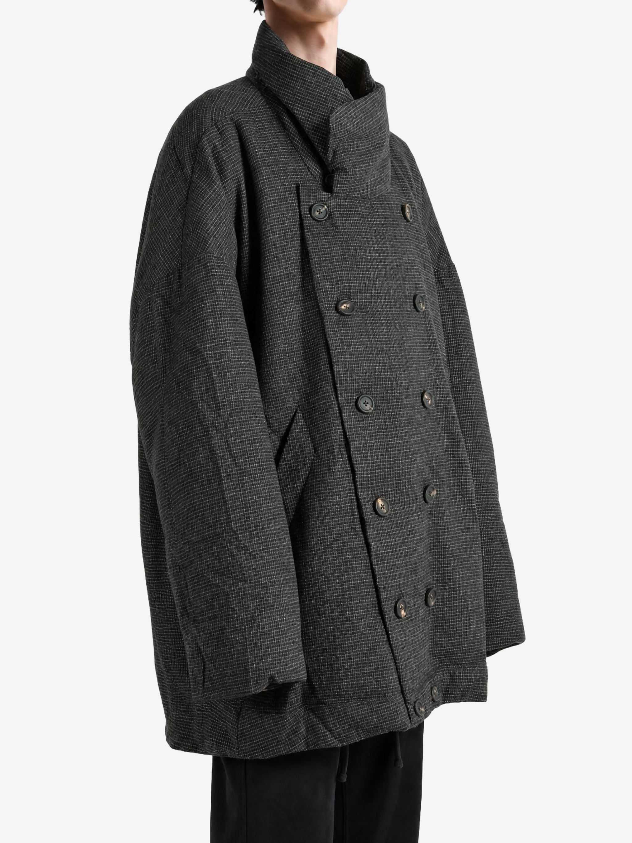 Grey jacket, full body view