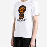 White t-shirt worn by a person, showing the t-shirt fit